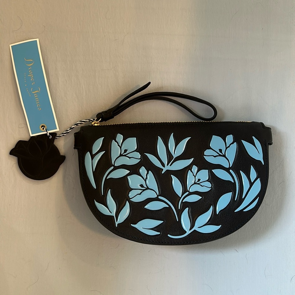 Draper James Floral Half Moon Wristlet. Navy